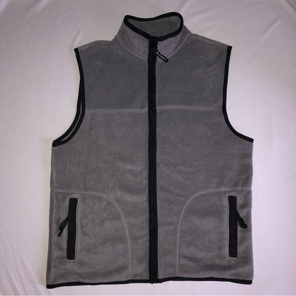 Old Navy Gray Fleece Vest with Black Trim & Zippered Pockets - Size 12 - Picture 11 of 12